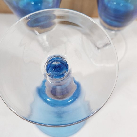 3) Crate Barrel Aqua Seeded Bubble Stem Water Sweet Tea Glasses - Picture 7 of 10